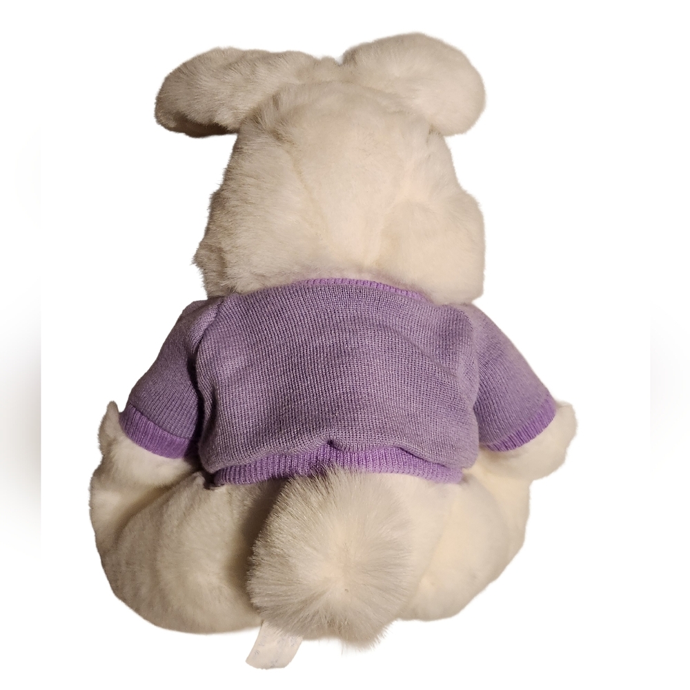 Vintage Limited Easter White Bunny Rabbit Lavender Sweater Stuffed Spring Plush - Picture 2 of 6